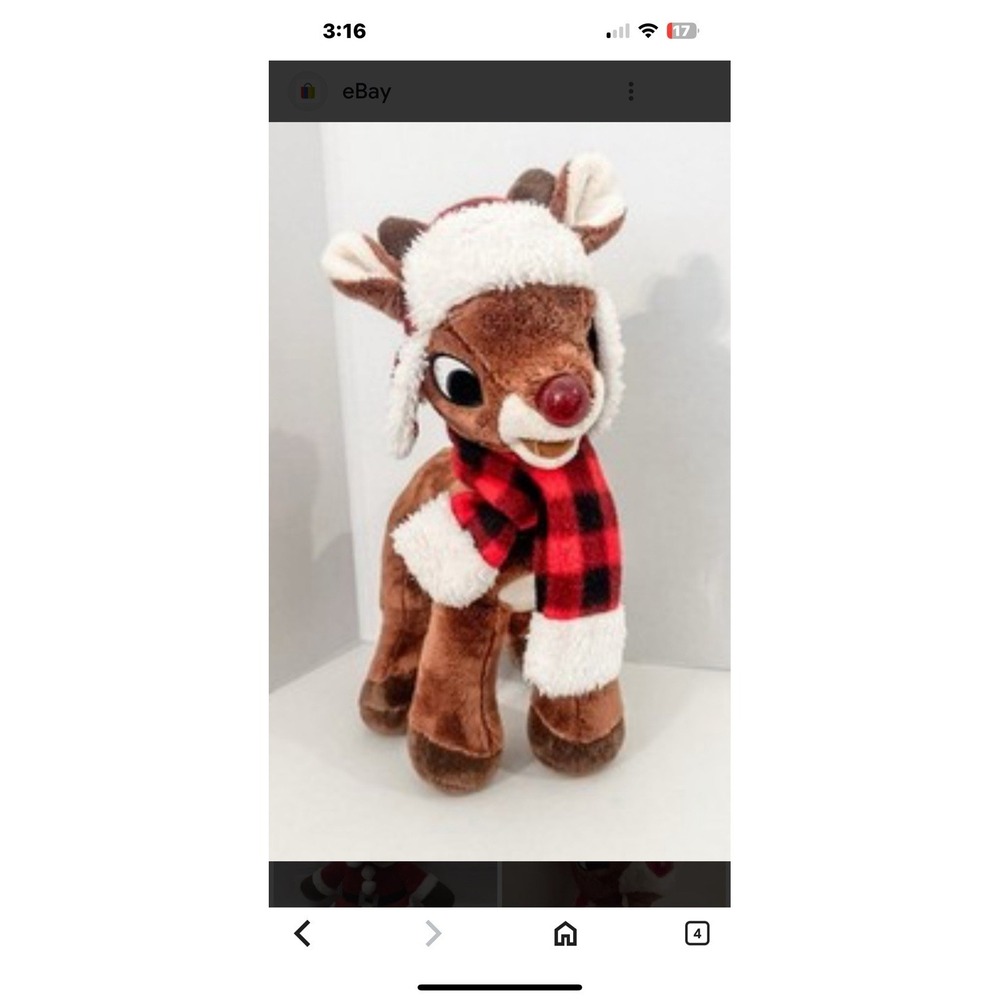 Dan Dee Collectors Choice Rudolph The Red Nosed Reindeerplush 2013 Plaid Hat